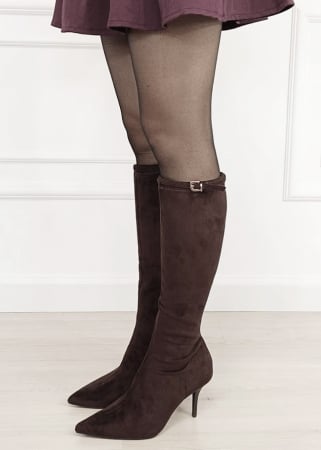 Femei - Cizme lungi maro cu toc stiletto 7112 111