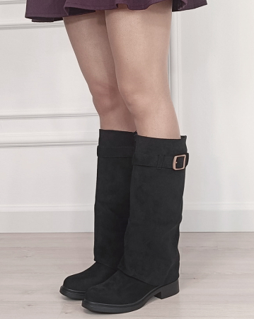 Cizme lungi negre din velur ecologic 6503 118 [1]