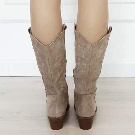 Cizme maro deschis cu broderie 7697A 115 [4]