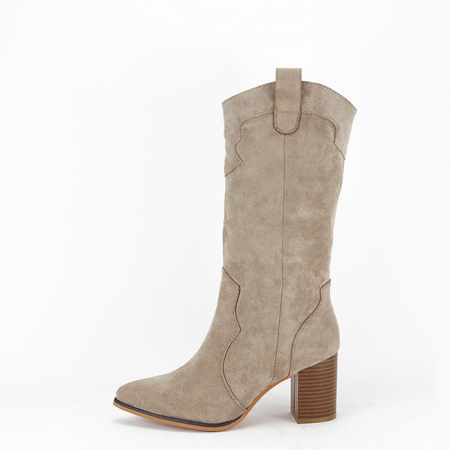 Cizme si botine - Cizme maro deschis elegante 8615A 114