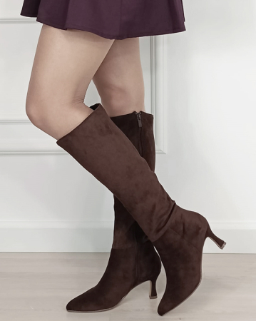 Cizme - Cizme maro elegante cu toc BYJ9806 116