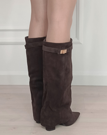 Cizme maro elegante cu toc comod 9501A 113 [4]