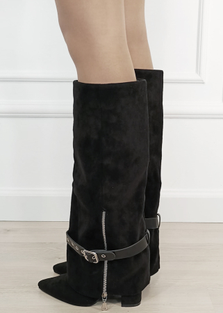 Cizme negre elegante cu toc comod 2502A-1 19 [4]