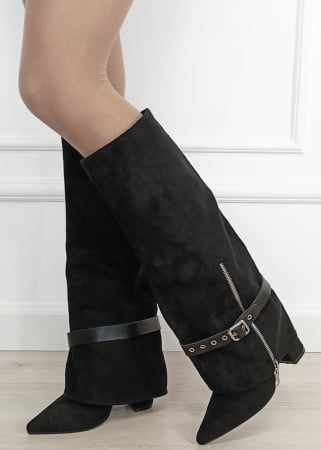 Cizme - Cizme negre elegante cu toc comod 2502A-1 19