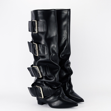 Cizme negre elegante cu toc comod 7677A 110 [3]