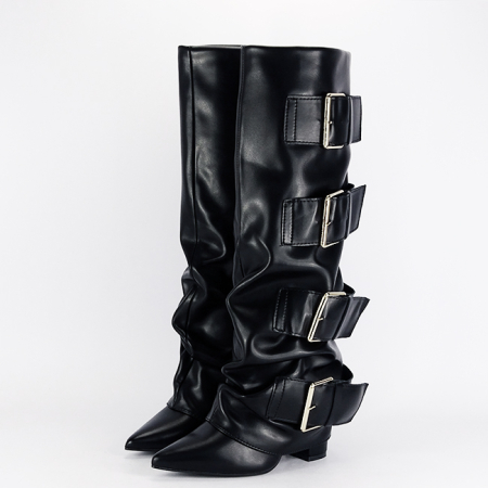 Cizme negre elegante cu toc comod 7677A 110 [2]