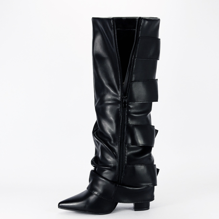 Cizme negre elegante cu toc comod 7677A 110 [6]