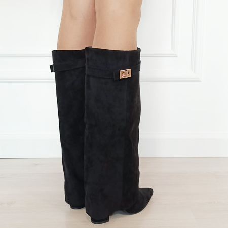 Cizme negre elegante cu toc comod 9501A 113 [4]