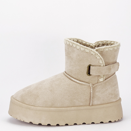 Cizme si botine - Cizme scurte bej imblanite DAY9058 116