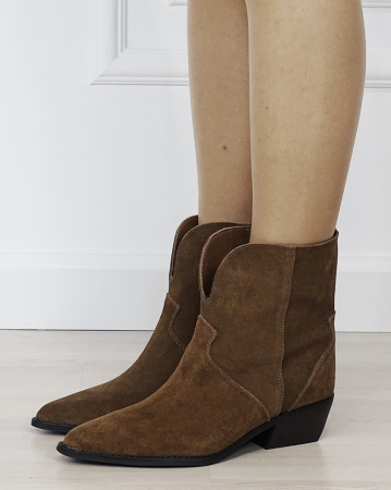 Cizme scurte camel din piele naturala cu toc comod 5311 19 [1]