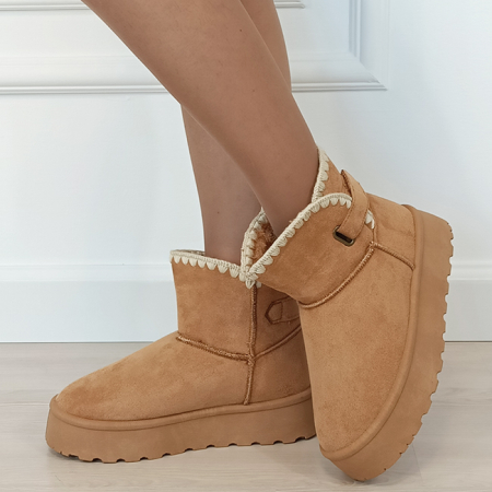 Noutati - Cizme scurte camel imblanite DAY9058 116