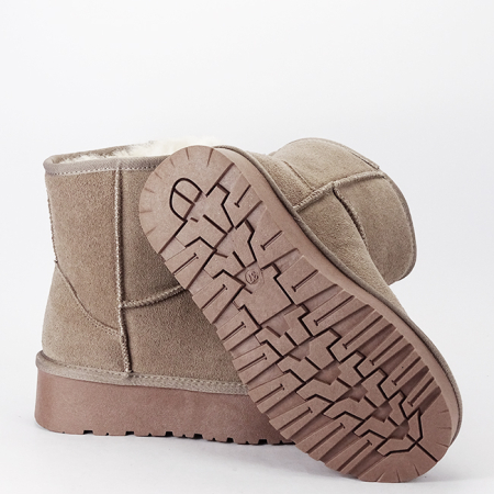 Cizme scurte kaki deschis din piele naturala W5825 110 [7]