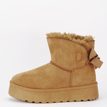 Femei - Cizme scurte camel cu fundita in spate DAY9057 113