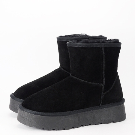 Femei - Cizme scurte negre din piele naturala W5825 110