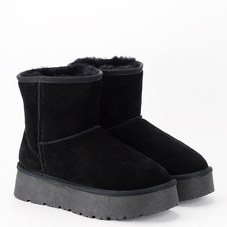 Cizme scurte negre din piele naturala W5825 110 [5]
