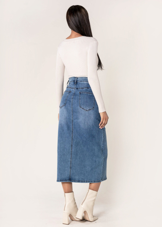 Fusta albastra de denim cu slit frontal P215 M10 [2]