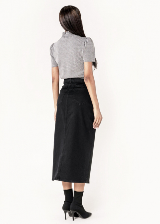 Fusta neagra de denim cu slit frontal P215 M10 [3]