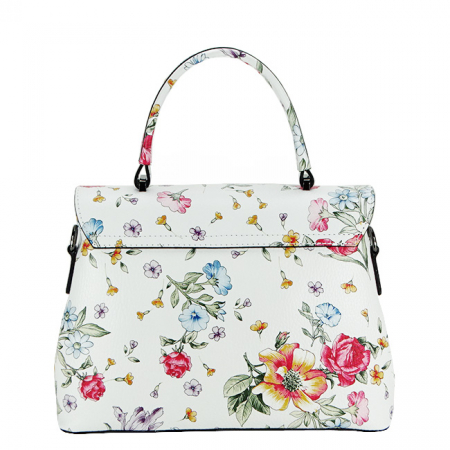 Geanta din piele alba cu imprimeu floral 8959 124 [2]