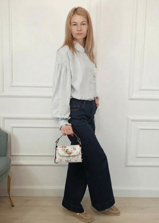 Geanta alba cu imprimeu floral din piele naturala 1602 122 [2]