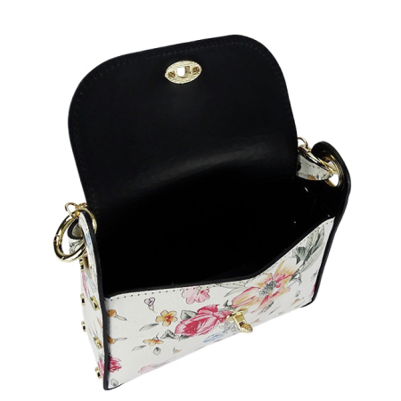 Geanta alba cu imprimeu floral din piele naturala 1602 122 [8]