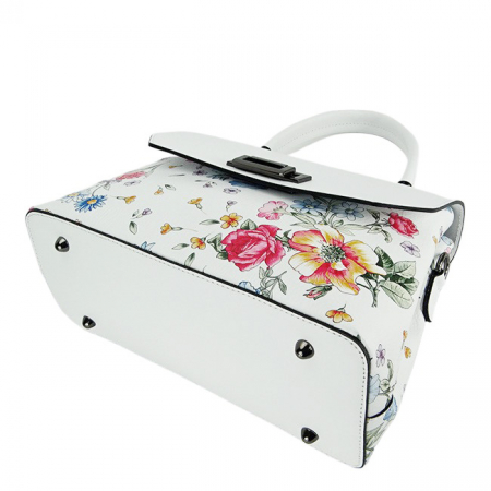 Geanta din piele naturala alba cu flori 8959 124 [3]