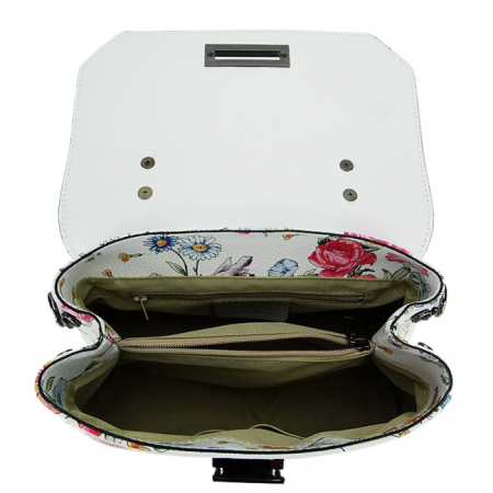 Geanta din piele naturala alba cu flori 8959 124 [4]