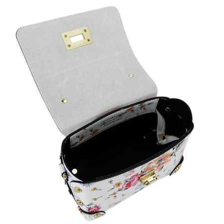 Geanta alba din piele naturala cu imprimeu floral 1616 131 [7]