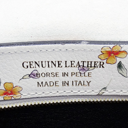 Geanta alba din piele naturala cu imprimeu floral 1616 131 [8]