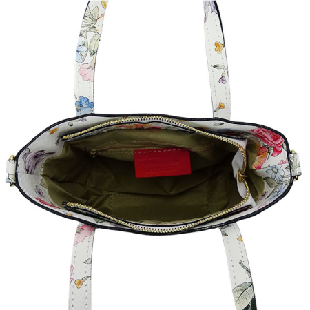 Geanta alba din piele naturala cu imprimeu floral 8904 131 [7]