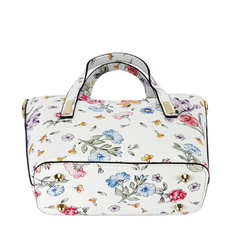 Geanta alba din piele naturala cu imprimeu floral 8904 131 [6]