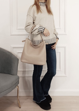 Geanta bej Flora&CO Paris cu borseta detasabila F6966 M11 [1]