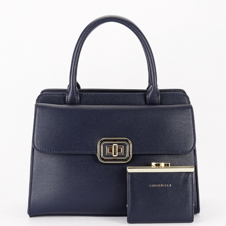 Posete - Geanta bleumarin Premium cu portofel CB2425-2 13