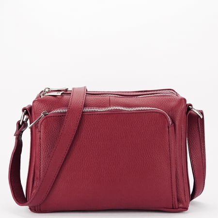 Genti piele - Geanta bordeaux din piele naturala Camelia 124