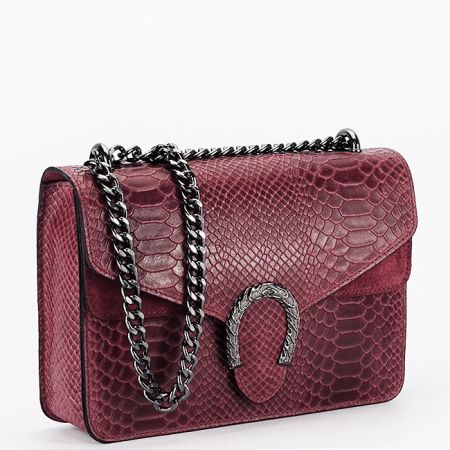 Accesorii - Geanta bordo din piele naturala 1524 123