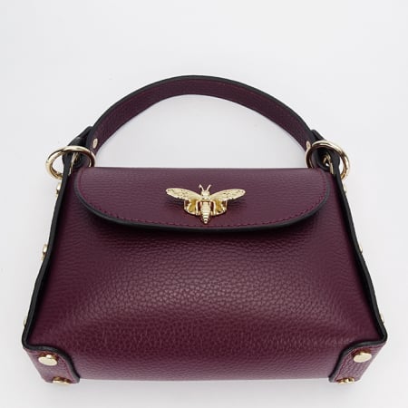 Geanta burgundy mica din piele naturala 1602 122 [4]