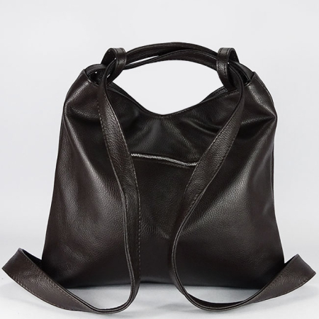 Geanta cafenie din piele naturala 2 in 1 8919 132 [6]