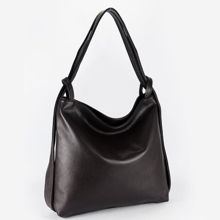 Rucsacuri - Geanta cafenie din piele naturala 2 in 1 8919 132