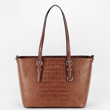 Noutati - Geanta camel cu print reptila X9530 11