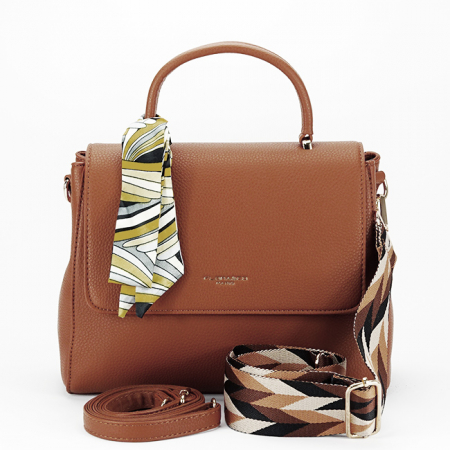 Genti mici - Geanta camel Flora&Co Paris cu esarfa FS1026 14