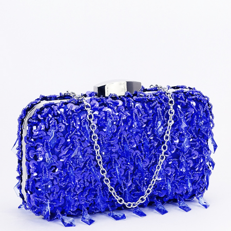 Clutch - Geanta clutch albastra cu cristale si paiete BME6011 06