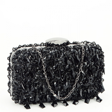 Noutati - Geanta clutch neagra cu cristale si paiete BME6011 06