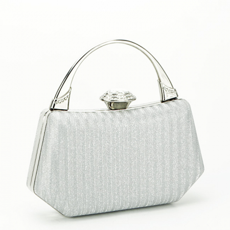 Geanta clutch argintie cu cristale si sclipici 55461 06 [1]