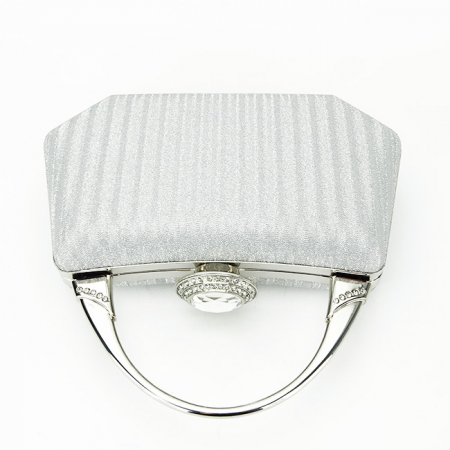 Geanta clutch argintie cu cristale si sclipici 55461 06 [5]