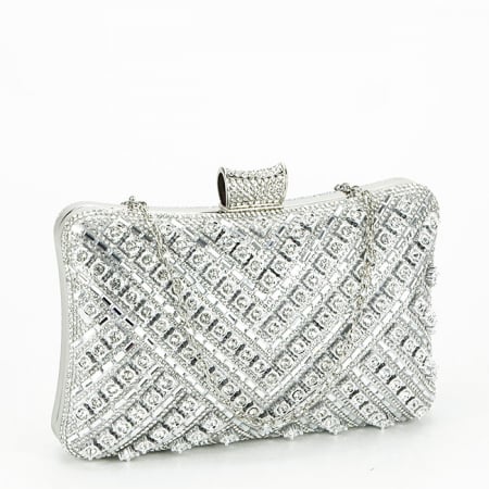Geanta clutch argintie cu model 3d BYH-87900 06 [2]