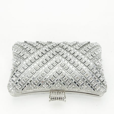 Geanta clutch argintie cu model 3d BYH-87900 06 [4]