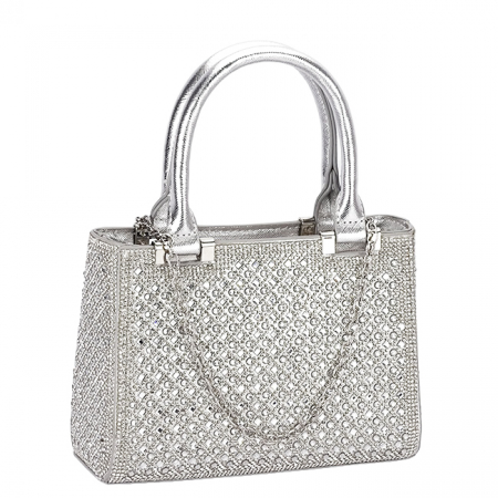 Accesorii - Geanta clutch argintie cu pietricele BK07 05