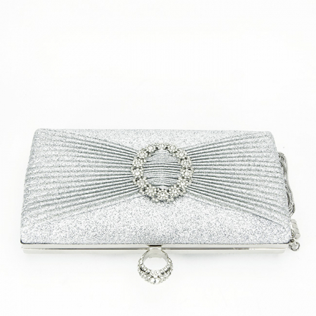 Geanta clutch argintiu cu brosa BYH8815 05 [5]