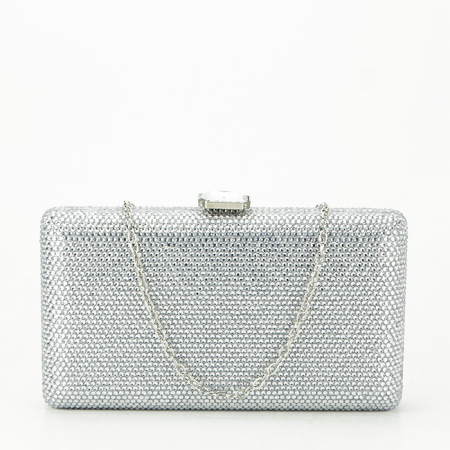 Noutati - Geanta clutch argintiu cu pietricele BJH-715 06