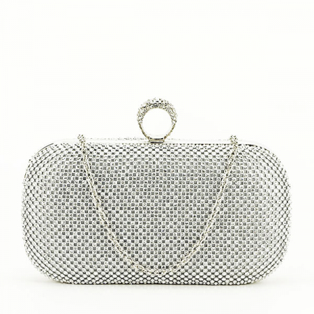 Geanta clutch cu pietricele BFL-1061 05 Argintiu [2]