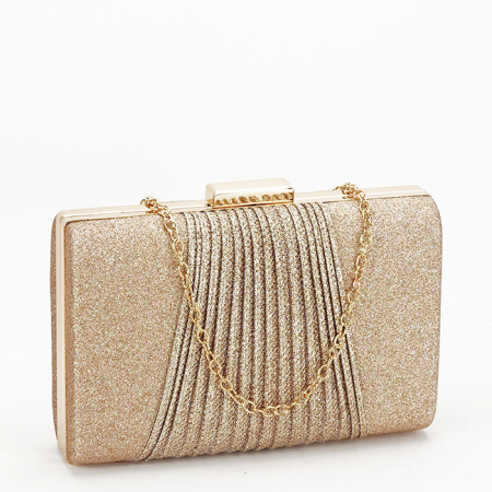 Noutati - Geanta clutch auriu roze cu sclipici 1009 05